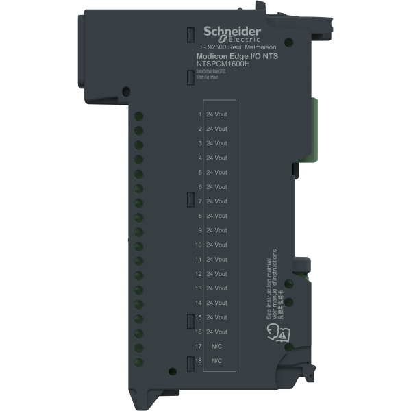 Edge i/o nts module seul ditribution commun, 24v dc 16points, efuse - durcie - Schneider Electric - NTSPCM1600H