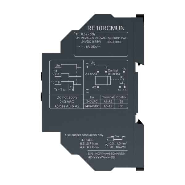 Harmony time re10 - off delay - fonction c - 1of - 5a - 0/30h - 24vcc/a - 240vca - Schneider Electric - RE10RCMUN