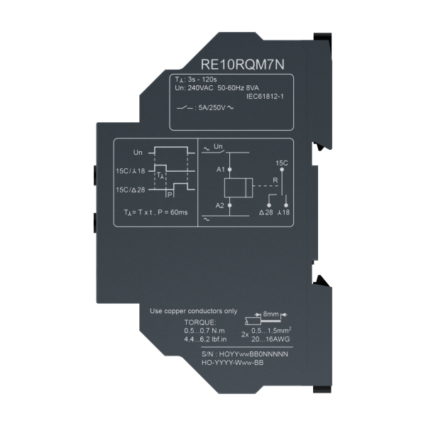 Harmony time re10 - star delta - fonction q - 2f - 5a - tempo 2/120s - 240 vca - Schneider Electric - RE10RQM7N