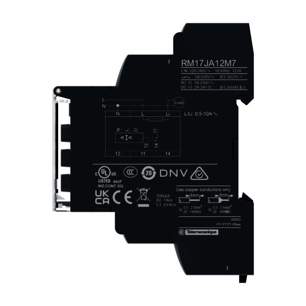 Harmony rm17 - relais sur/sous-intensité 1 phase - 0,5a à 10a - 1of - 220-240vac - Schneider Electric - RM17JA12M7