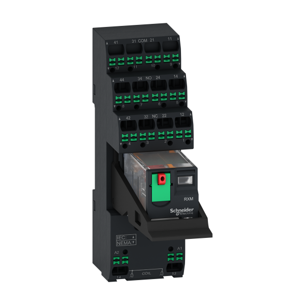 Harmony easy relais + emb pushin cont séparés - 2of - 12a - test+led - 24vac - Schneider Electric - RXM2AB2B7PVP