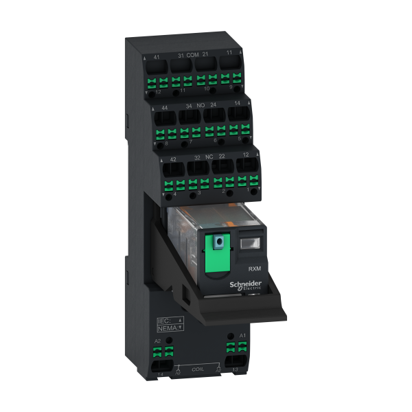 Harmony easy relais + emb pushin cont séparés - 2of - 12a - test+led - 24vdc - Schneider Electric - RXM2AB2BDPVP