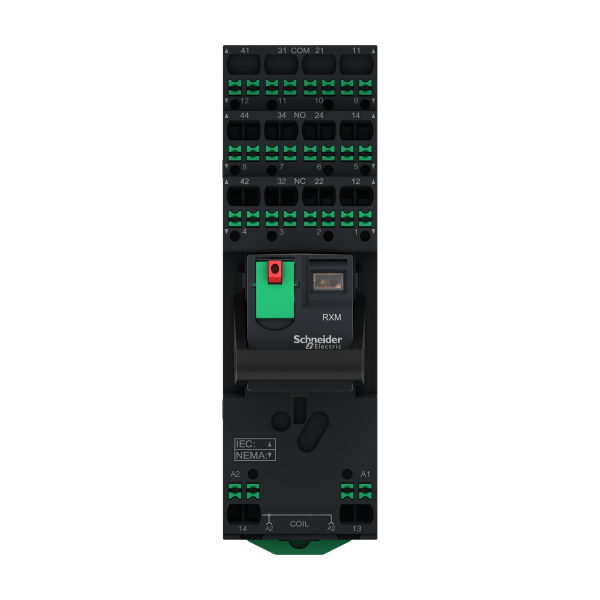 Harmony easy- relais + emb pushin cont séparés - 2of - 12a - test+led - 230v - Schneider Electric - RXM2AB2P7PVP