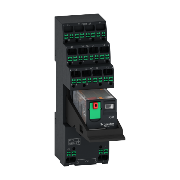 Harmony easy relais + emb pushin cont séparés - 4of - 6a - test - 230vac - Schneider Electric - RXM4AB1P7PVP