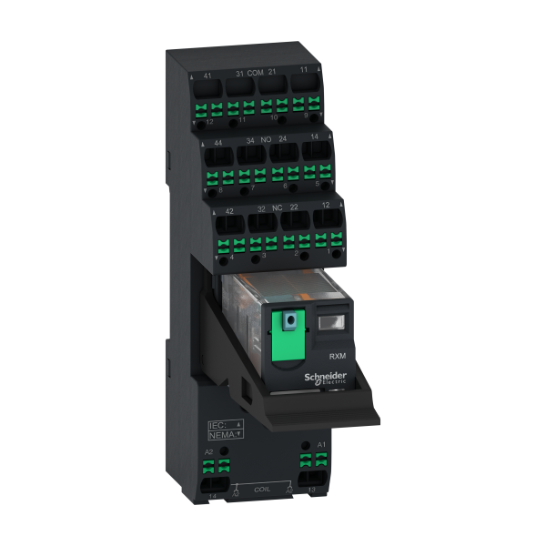 Harmony easy relais + emb pushin cont séparés - 4of - 6a - test+led - 24vdc - Schneider Electric - RXM4AB2BDPVP