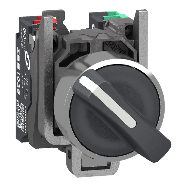 Harmony xb4 - bouton tournant manette - Ø22 - 2 pos fix - noir - 1o+1f - push in - Schneider Electric - XB4BD255