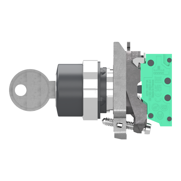 Harmony xb4 - bouton à clé 455 - Ø22 - 3 pos fix - retr gcd - 2f - push in - Schneider Electric - XB4BG035