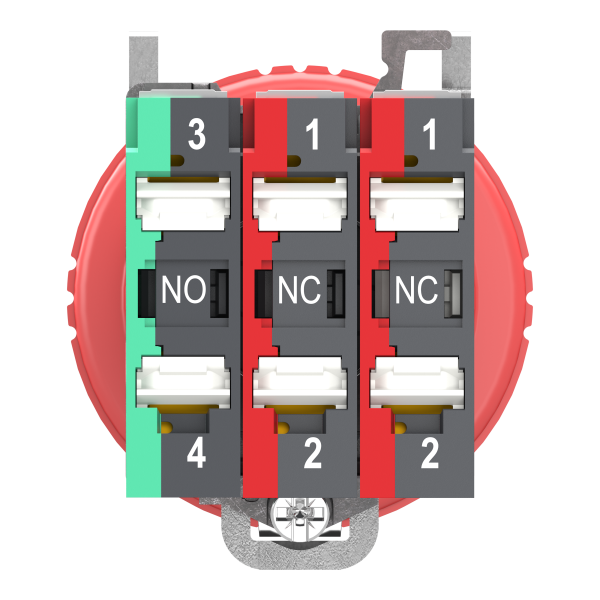 Harmony xb4 - bouton arrêt urgence - Ø40 - pousser tourn - 2o+1f - push in - Schneider Electric - XB4BS844415