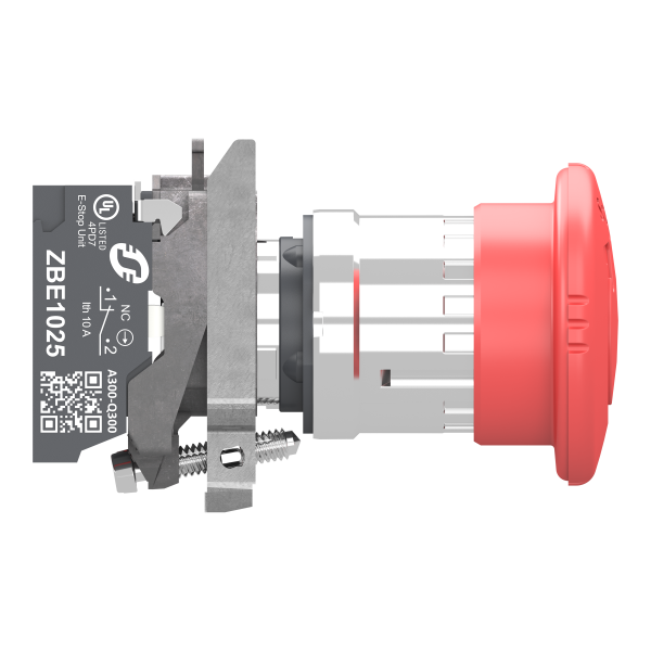 Harmony xb4 - bouton arrêt urgence - Ø40 - pousser tourn - 2o+1f - push in - Schneider Electric - XB4BS844415