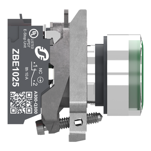 Harmony xb4 - poussoir lumineux led - 1f+1o - vert - Ø22 - 24vacdc - push in - Schneider Electric - XB4BW33B55