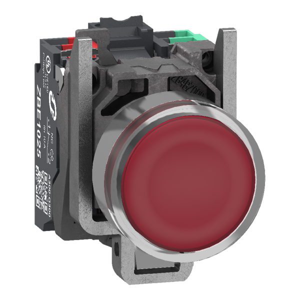 Harmony xb4 - poussoir lumineux led - 1f+1o - rouge - Ø22 - 24vacdc - push in - Schneider Electric - XB4BW34B55