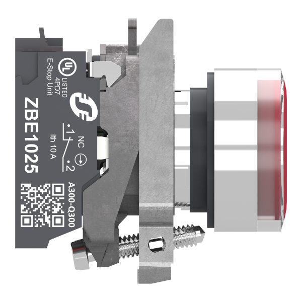 Harmony xb4 - poussoir lumineux led - 1f+1o - rouge - Ø22 - 24vacdc - push in - Schneider Electric - XB4BW34B55