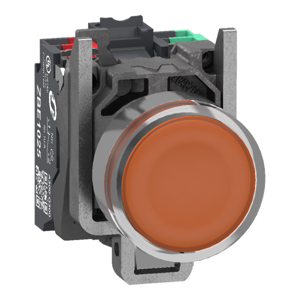 Harmony xb4 - poussoir lumineux led - 1f+1o - orange - Ø22 - 24vacdc - push in - Schneider Electric - XB4BW35B55