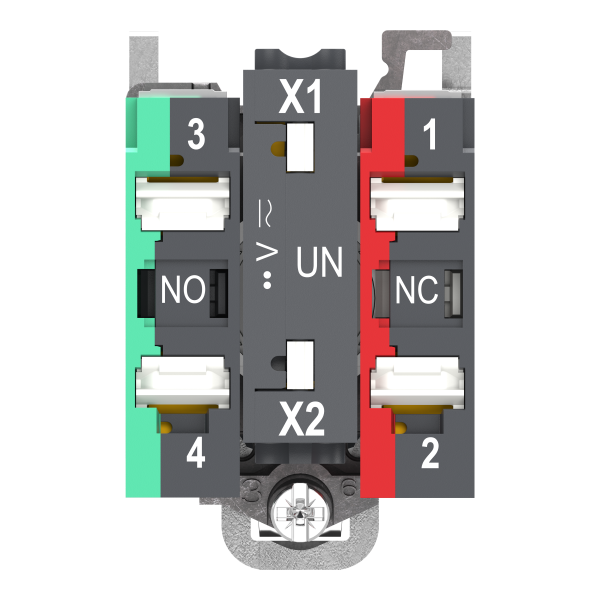 Harmony xb4 - poussoir lumineux led - 1f+1o - orange - Ø22 - 24vacdc - push in - Schneider Electric - XB4BW35B55