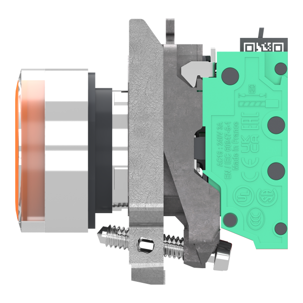 Harmony xb4 - poussoir lumineux led - 1f+1o - orange - Ø22 - 24vacdc - push in - Schneider Electric - XB4BW35B55