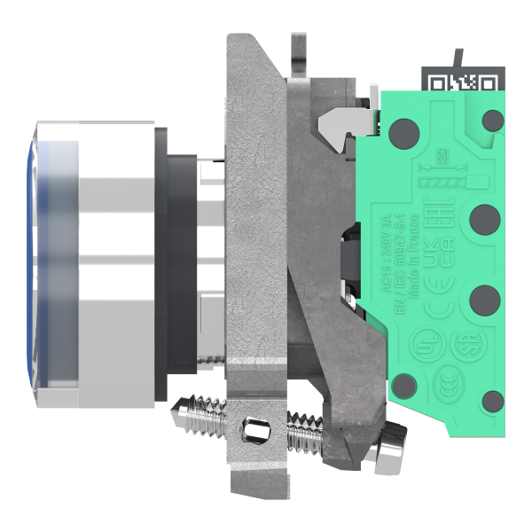 Harmony xb4 - poussoir lumineux led - 1f+1o - bleu - Ø22 - 24vacdc - push in - Schneider Electric - XB4BW36B55