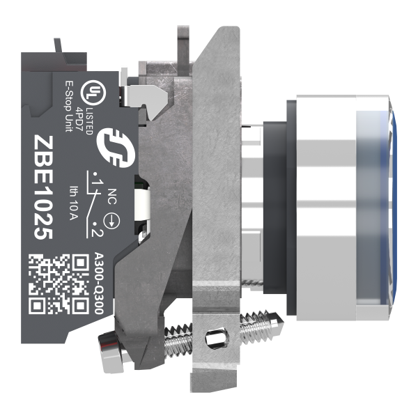 Harmony xb4 - poussoir lumineux led - 1f+1o - bleu - Ø22 - 24vacdc - push in - Schneider Electric - XB4BW36B55