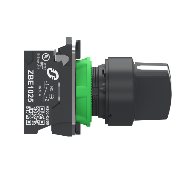 Harmony xb5 - bouton tournant manette - Ø22 - 2 pos fix - noir - 1o+1f - push in - Schneider Electric - XB5AD255