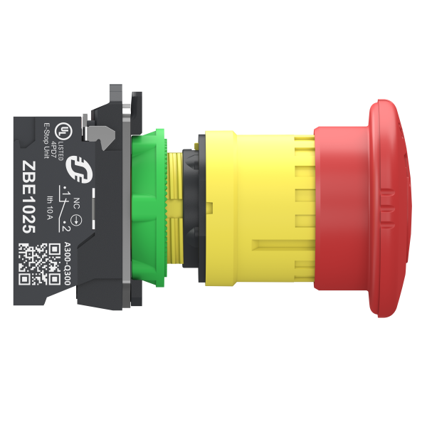 Harmony xb5 - bouton arrêt urgence - Ø40 - pousser tour - rouge - 2o - push in - Schneider Electric - XB5AS84445
