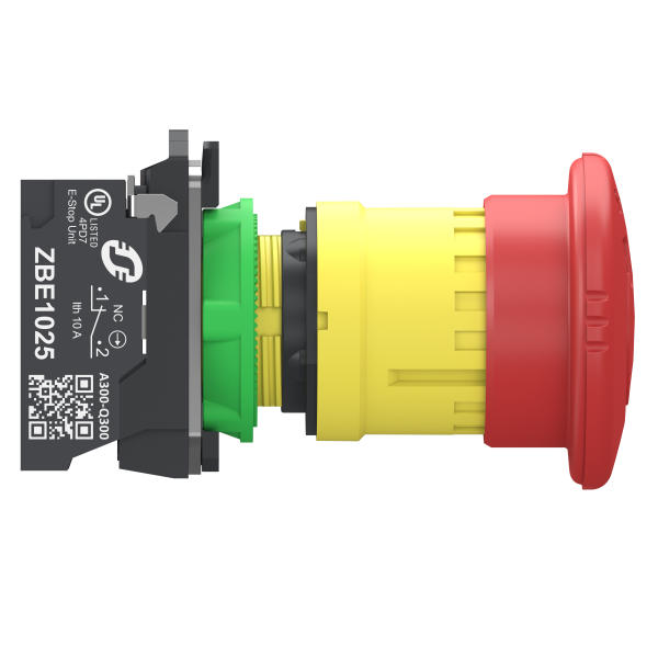 Harmony xb5 - bouton arrêt urgence - Ø40 - pouss tour - rouge - 1o+1f - push in - Schneider Electric - XB5AS84455