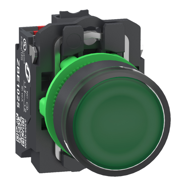 Harmony xb5 bt-pous lumineux vert Ø22 - impulsion - 24v - 1o+1f - push in - Schneider Electric - XB5AW33B55