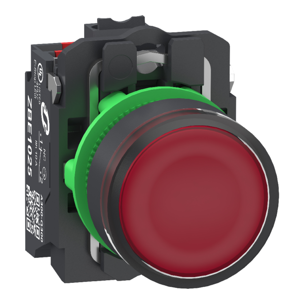 Harmony xb5 bt-pous lumineux rouge Ø22 - impulsion - 24v - 1o+1f - push in - Schneider Electric - XB5AW34B55