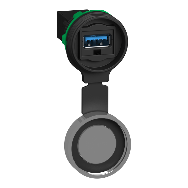 Harmony xb5 - prise usb 3.0 a- cache protection métal - diam 22 - ip 65/66/67/69 - Schneider Electric - XB5PUSB3SP2