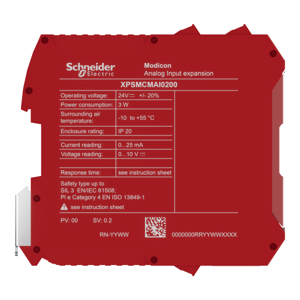 Preventa xpsmcm - modules d'ext. analogiques 2 e conf. 0-20 ma/0-10 v - a vis - Schneider Electric - XPSMCMAI0200