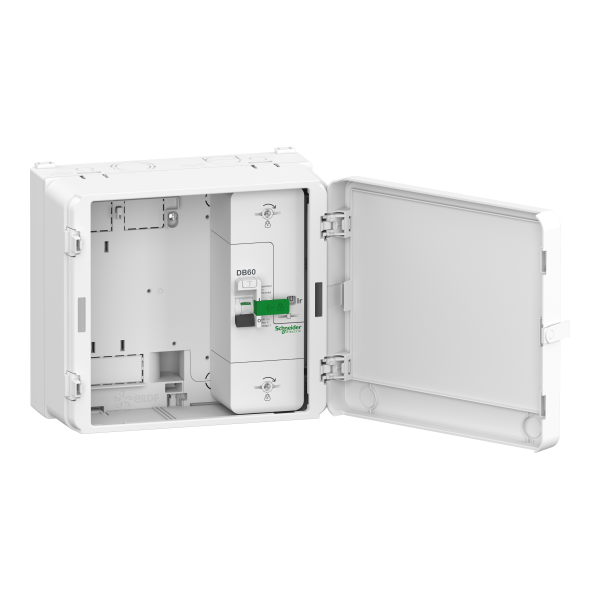 Resi9 - bloc de cde mono réhabilitation + db60 15/45a 500ma sélectif + porte - Schneider Electric - R9HPNFC15215R