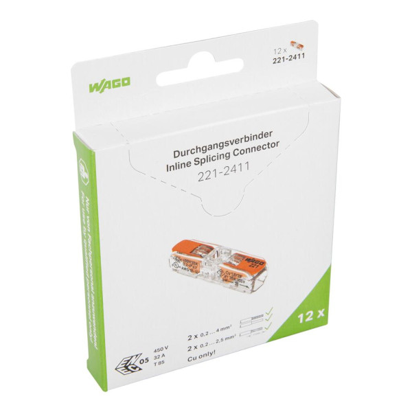 Blister de 12 bornes 221 inline 4mm² - Wago - 2212411/995012