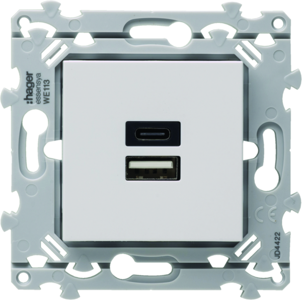 Chargeur double usb a+c pure essensya - Hager - WE113