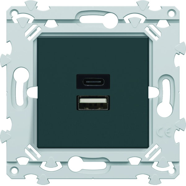 Chargeur dble usb a+c anthracite - Hager - WE113A