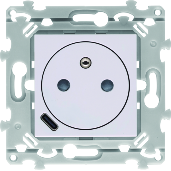 Prise de courant affleurante essensya 2p+t avec usb-c pure - Hager - WE114