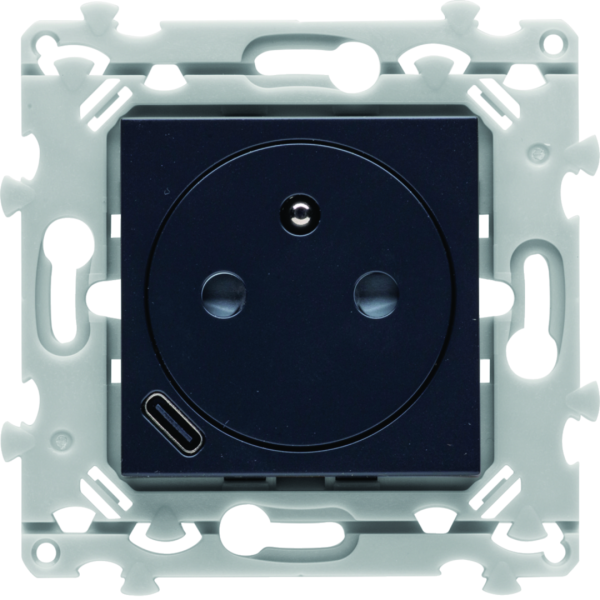 Prise de courant affleurante essensya 2p+t avec usb-c anthracite - Hager - WE114A