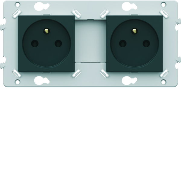 Prise double 2p+t anthracite - Hager - WE122A