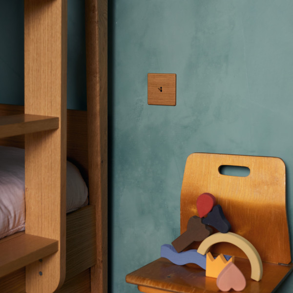 Façade hitera chêne clair prise de courant double suisse magnétique - Modelec - 190491-DS