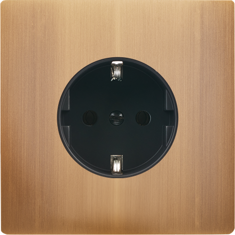 Façade "m" laiton vieux bronze simple 1 prise schuko sans vis - Modelec - 190517M-K