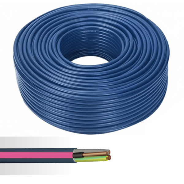 Câble électrique rigide FR-N1X6G3-U 3G1,5mm² bleu couronne de 100m - NoName - 12651361