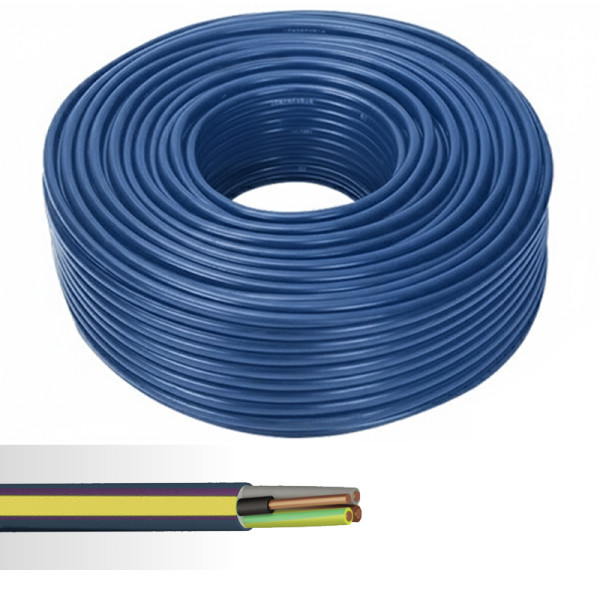 Câble électrique rigide FR-N1X6G3-U 3G2,5mm² bleu couronne de 100m - NoName - 12653361