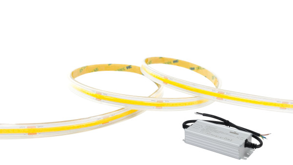 Flexicob 8 ruban 24v led cob 4000k 51w 4300lm 50000h 120° ip65 irc<90 driver - Aric - 55493