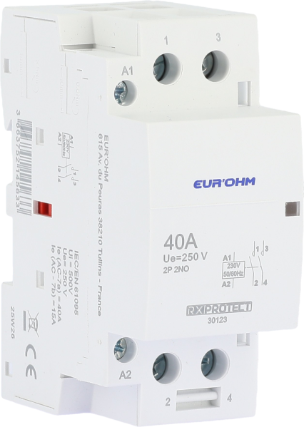 Contacteur 2p 40a 2no à vis - Eurohm - 30123