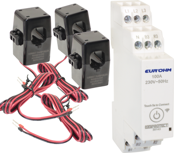 Compteur énérgie 40a, wifi, avec 3 tores ouvrables (peut raccorder 5 tores). - Eurohm - 30143