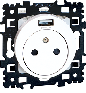 Square pc 2p+t avec prise usb type-a - Eurohm - 60246