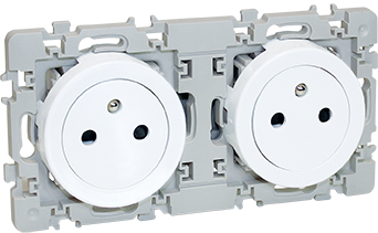 Square - double prise 2p+t affleurante - blanc - Eurohm - 60252