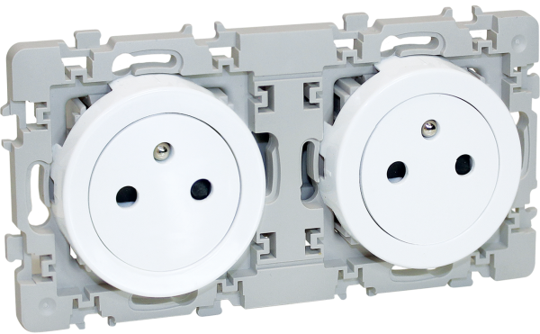 Square - double prise 2p+t affleurante - blanc - Eurohm - 60252