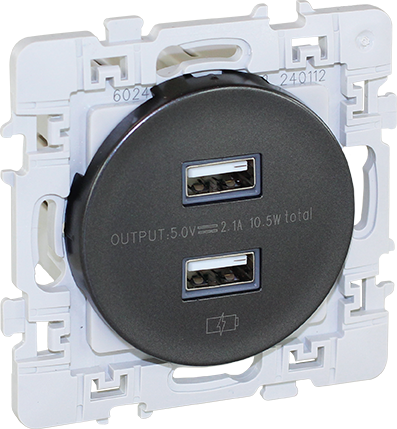 Chargeur double usb-a anthracite - Eurohm - 60329