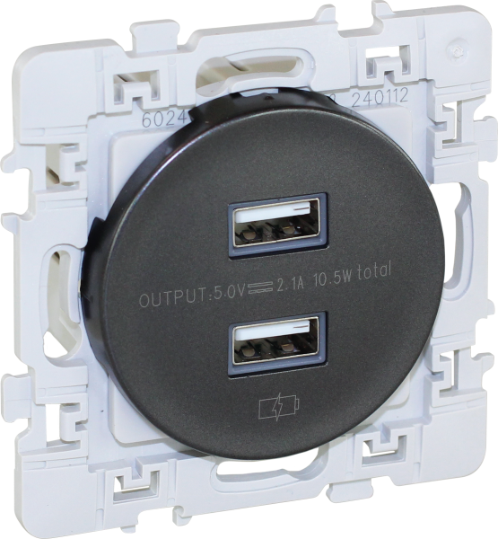 Chargeur double usb-a anthracite - Eurohm - 60329