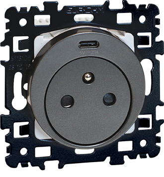 Square pc 2p+t avec prise usb type-c vulcain - Eurohm - 60345