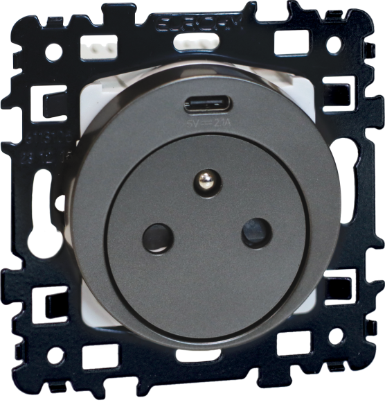 Square pc 2p+t avec prise usb type-c vulcain - Eurohm - 60345