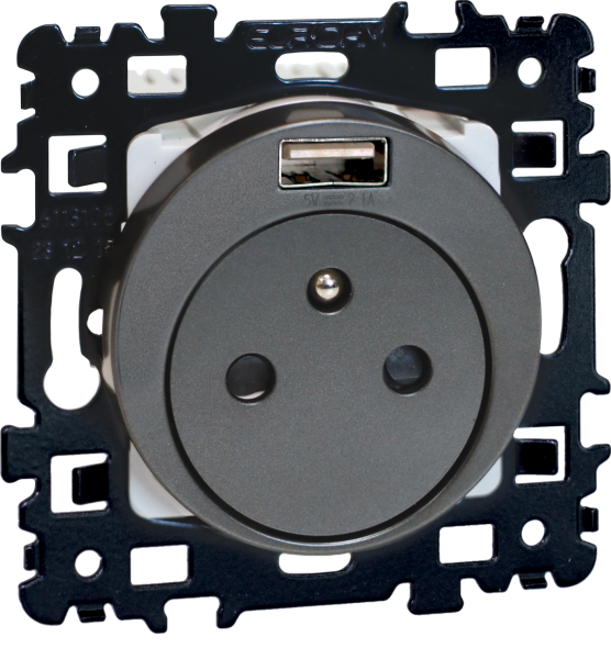 Square pc 2p+t avec prise usb type-a vulcain - Eurohm - 60346